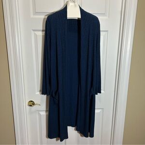 Lisa Rinna Collection Navy Open-Front Duster Cardigan